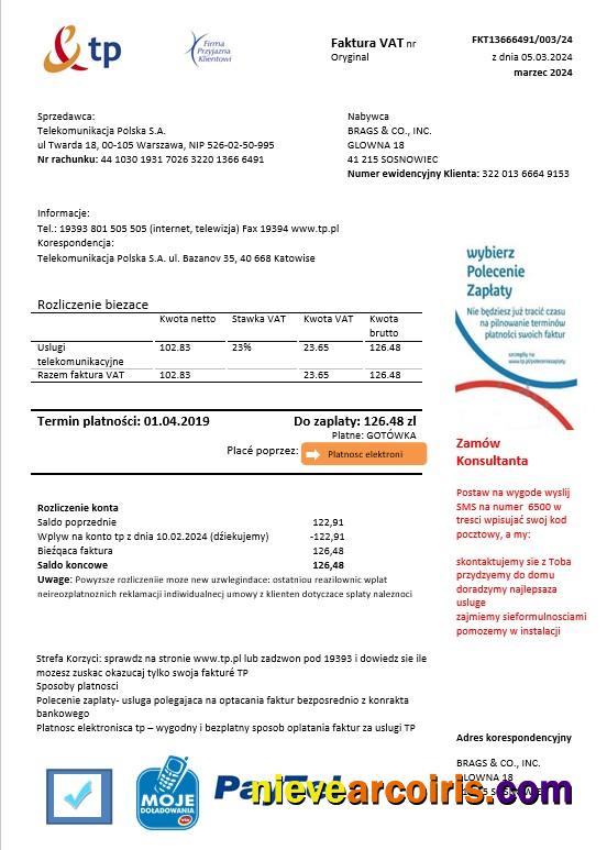 Professional Poland TP Business Utility Bill Template In Word And PDF Formats