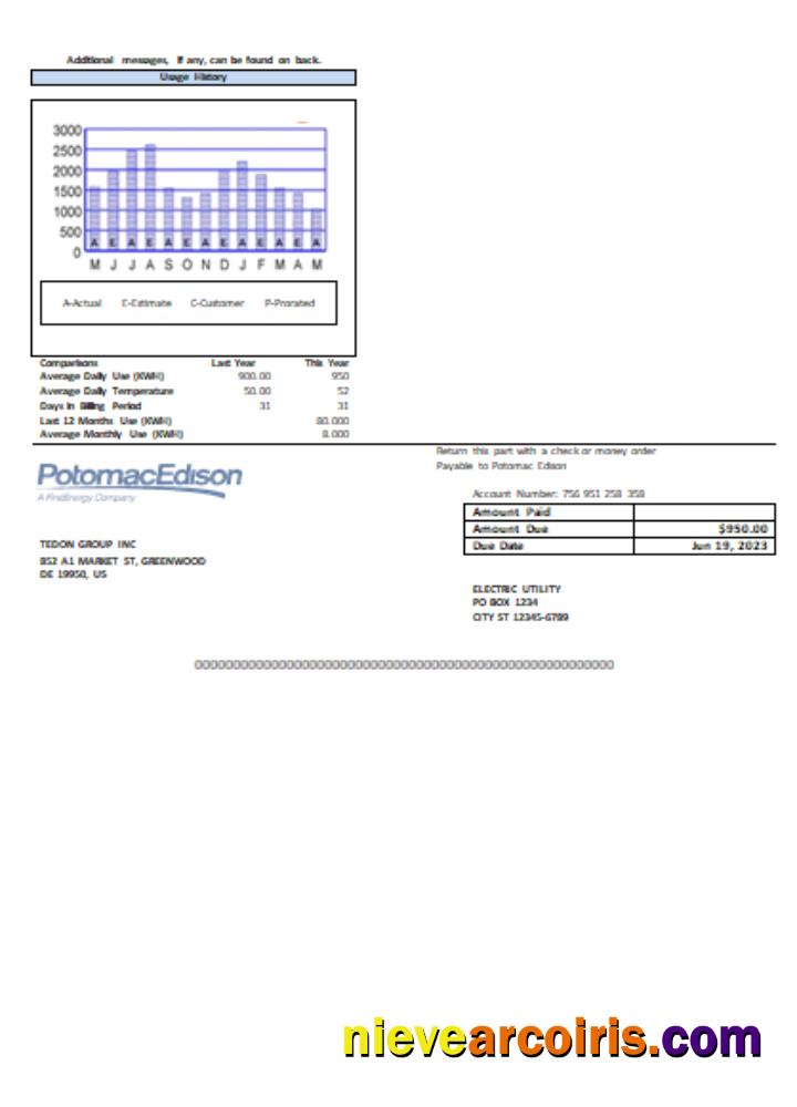 Potomac Edison Utility Business Bill, Page 2, SCR Preview