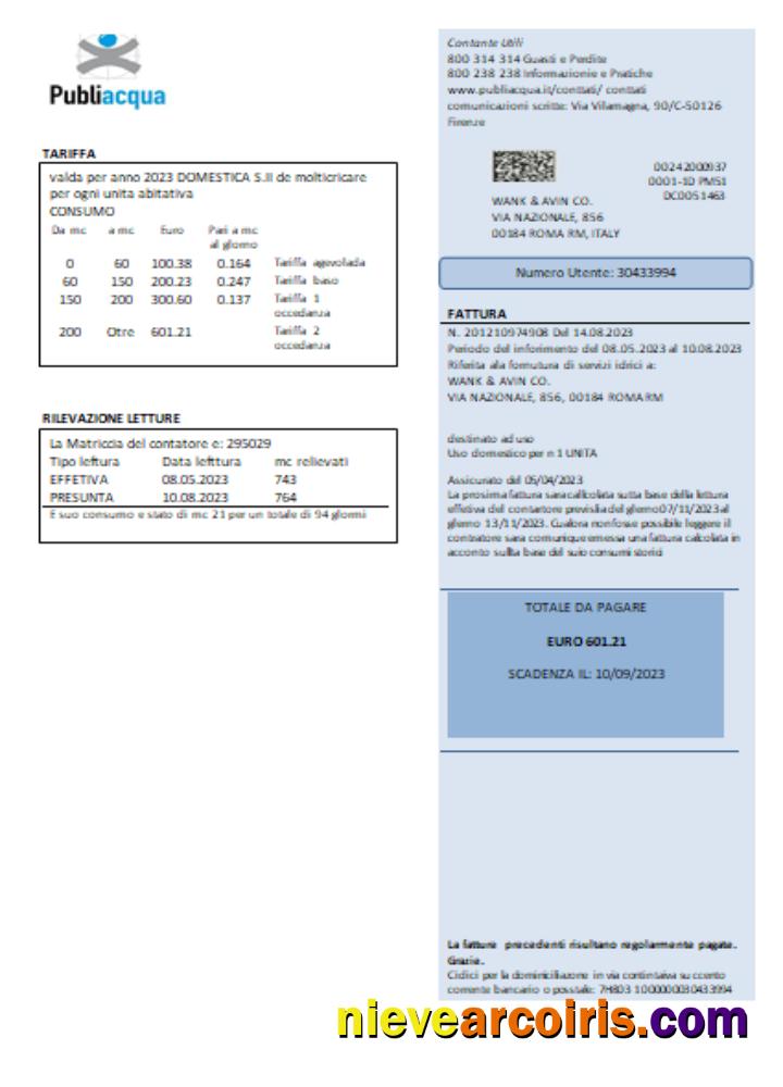 Publiacqua Utility Business Bill, SCR Preview