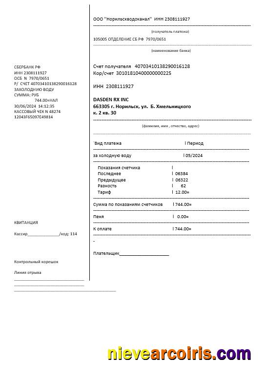 Editable Russia Water Business Utility Bill Template In Word And PDF Formatս, Fully Editable