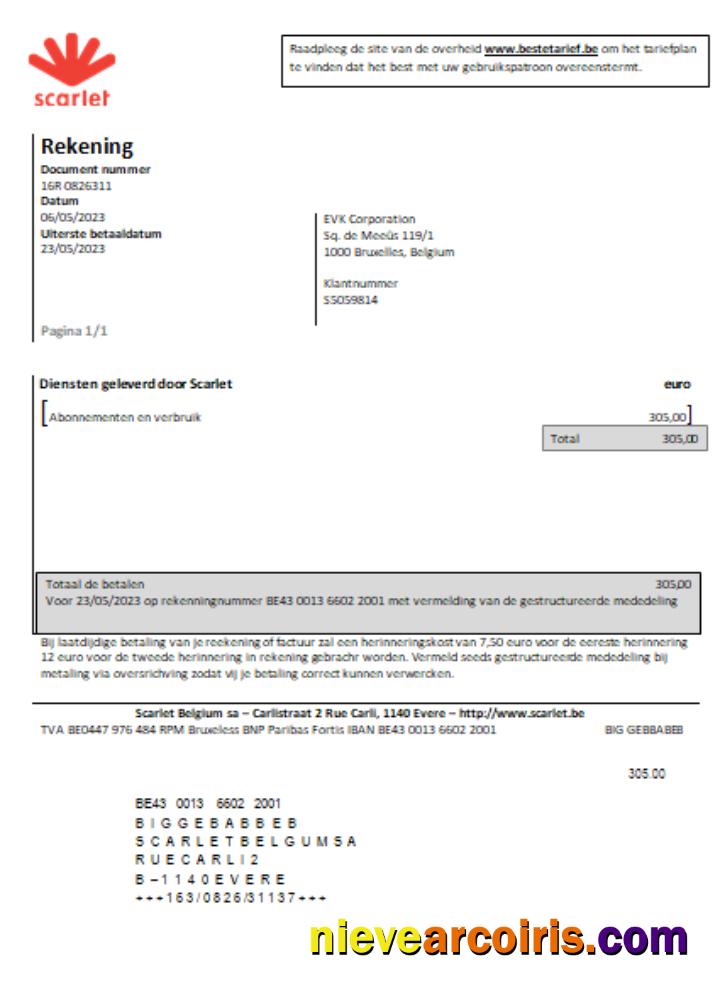 Scarlet Telecommunications Utility Business Bill, SCR Template