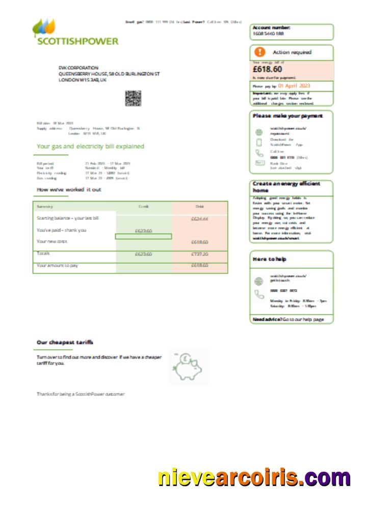Scottish Power UK PLC Utility Business Bill, SCR Preview