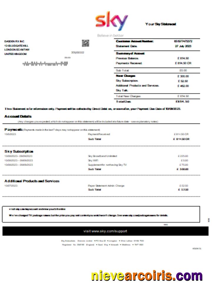 Sky Utility Business Bill, SCR Photolook