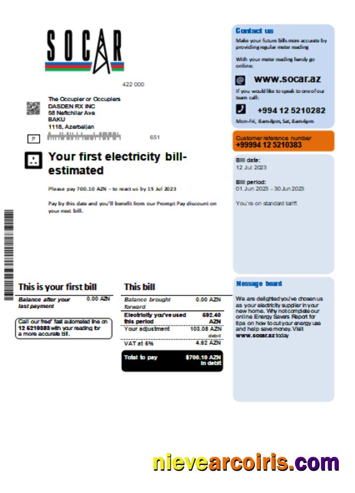 Socar Gas Utility Business Bill, SCR Sample