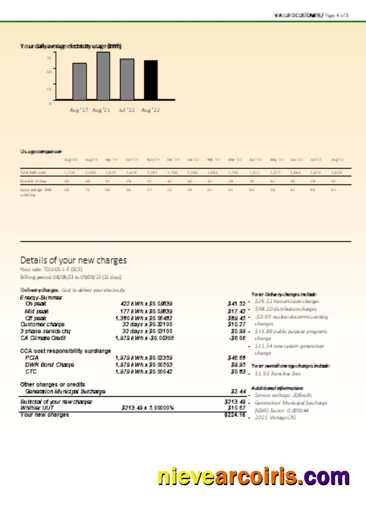 Southern California EDISON Utility Business Bill, Page 4, SCR Sample