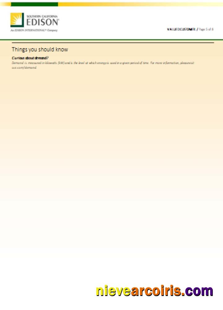 Southern California EDISON Utility Business Bill, Page 5, SCR Sample