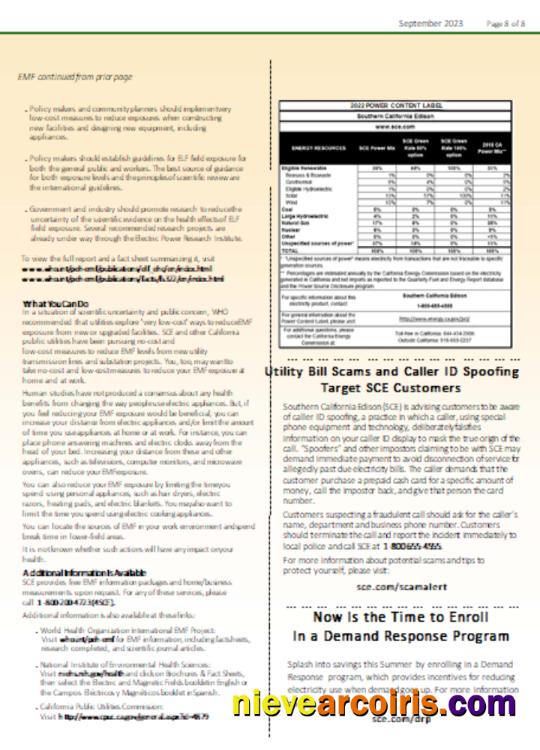 Southern California EDISON Utility Business Bill, Page 8, SCR Template