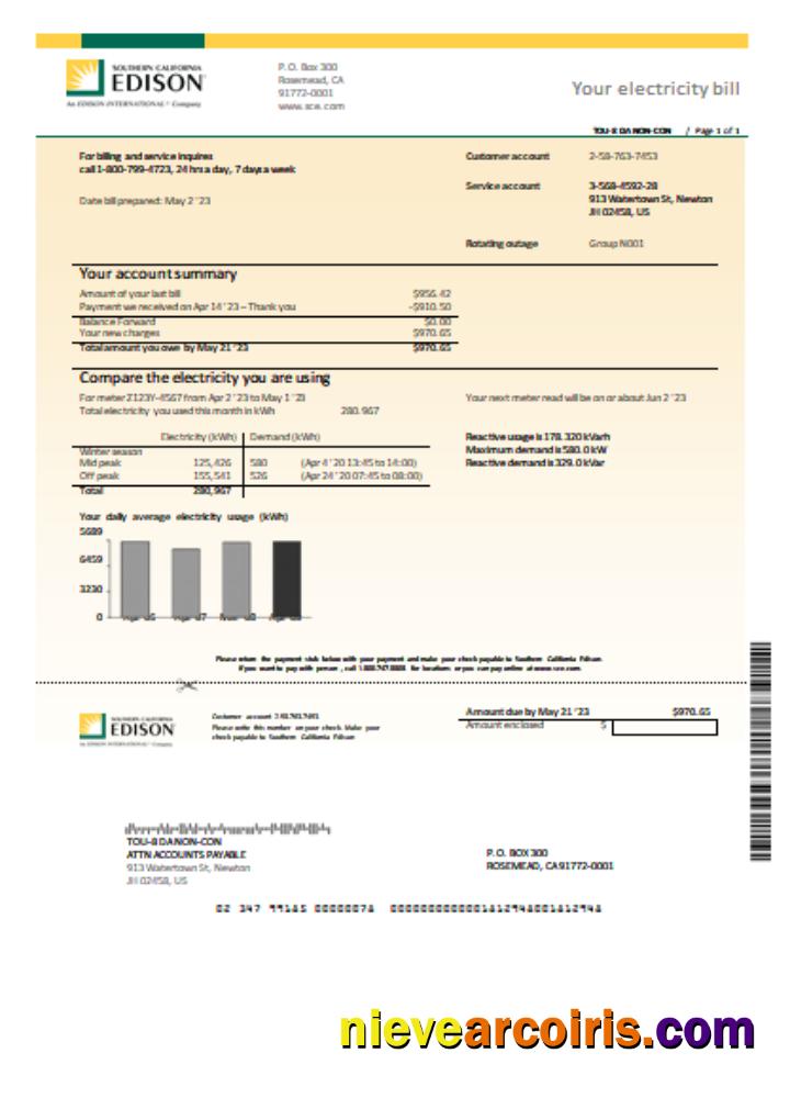 Southern California Edison Utility Business Bill SCR Preview