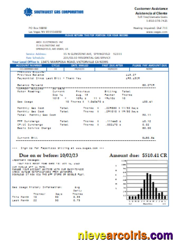 Southwest Gas Corporation Utility Business Bill, SCR Preview