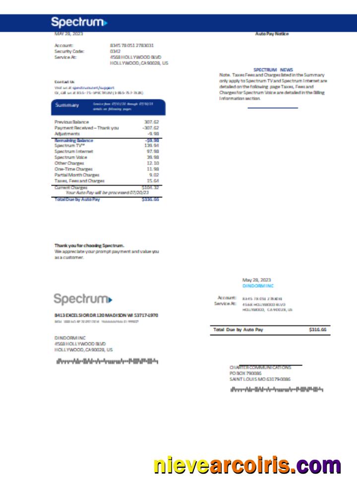 Spectrum Utility Business Bill SCR Photolook