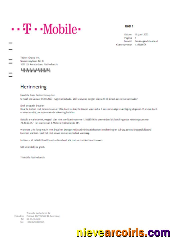 T Mobile Netherlands Utility Business Bill, SCR Preview