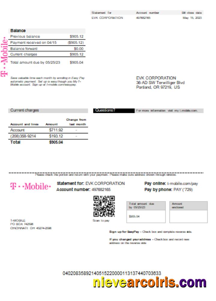 T Mobile US Utility Business Bill SCR Template