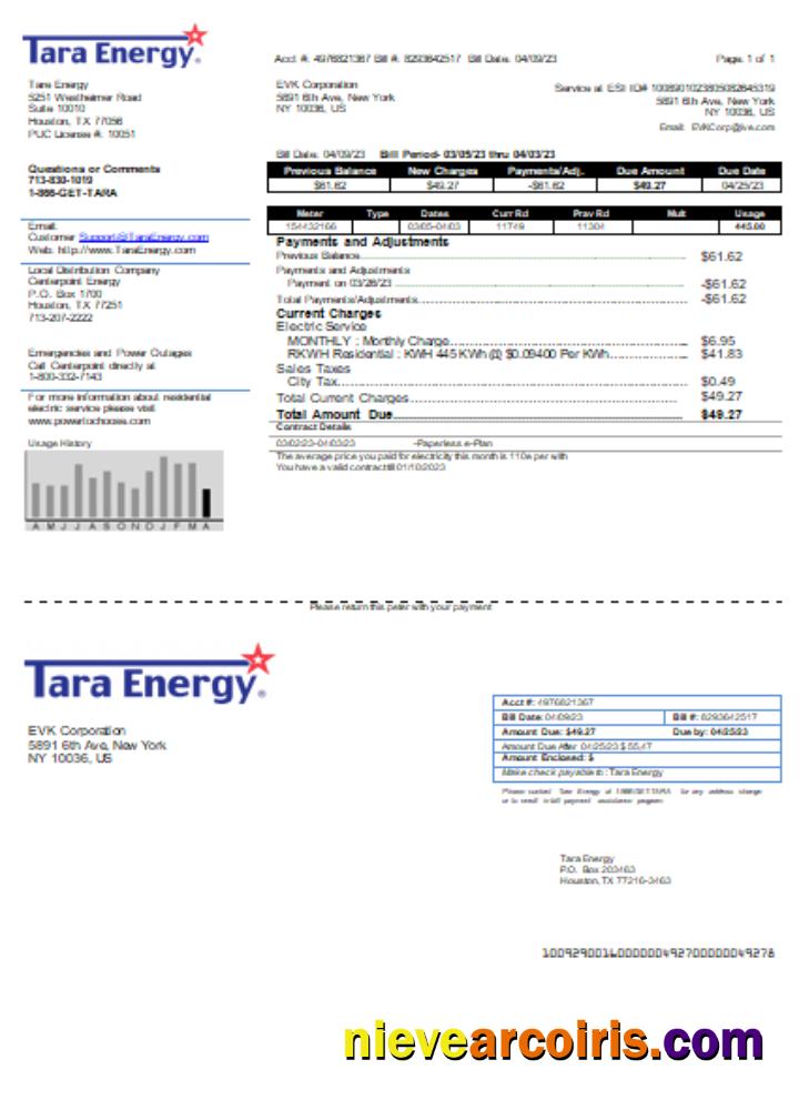 Tara Energy Utility Business Bill, SCR Preview