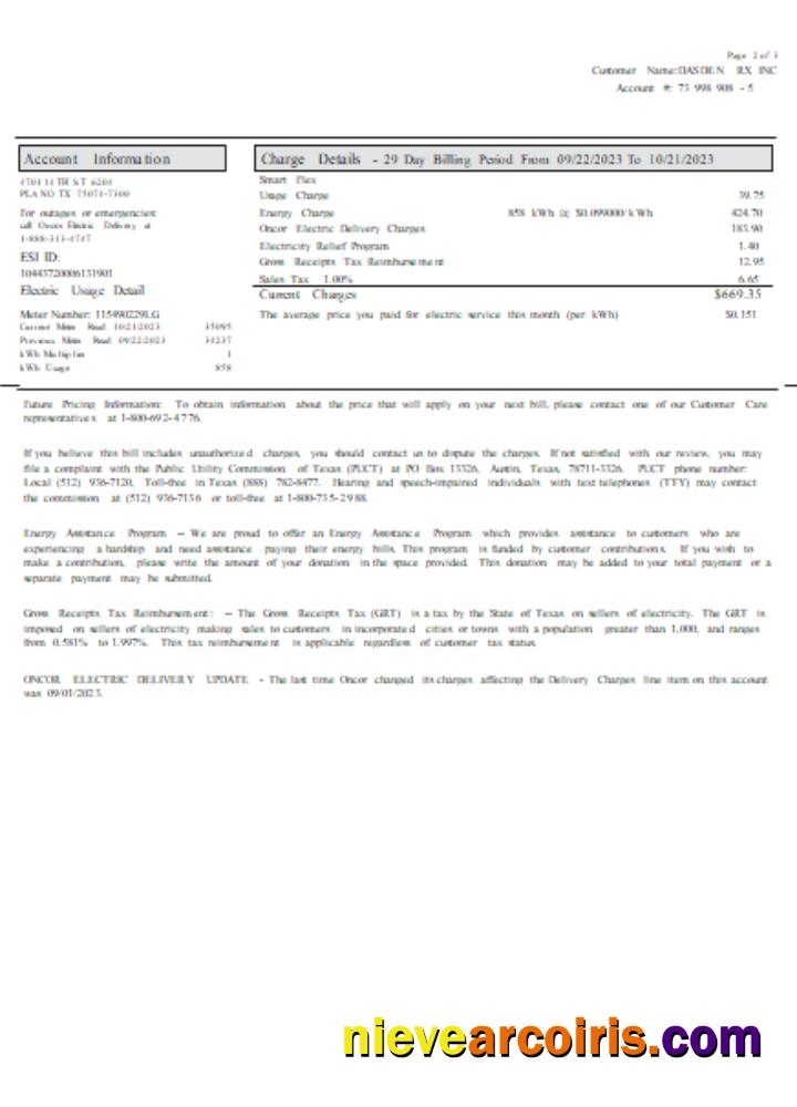 Texas Cirro Energy Utility Business Bill, Page 2 , SCR Template