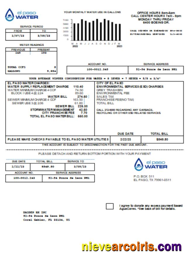 Texas El Paso Water Utility Business Bill, SCR Template