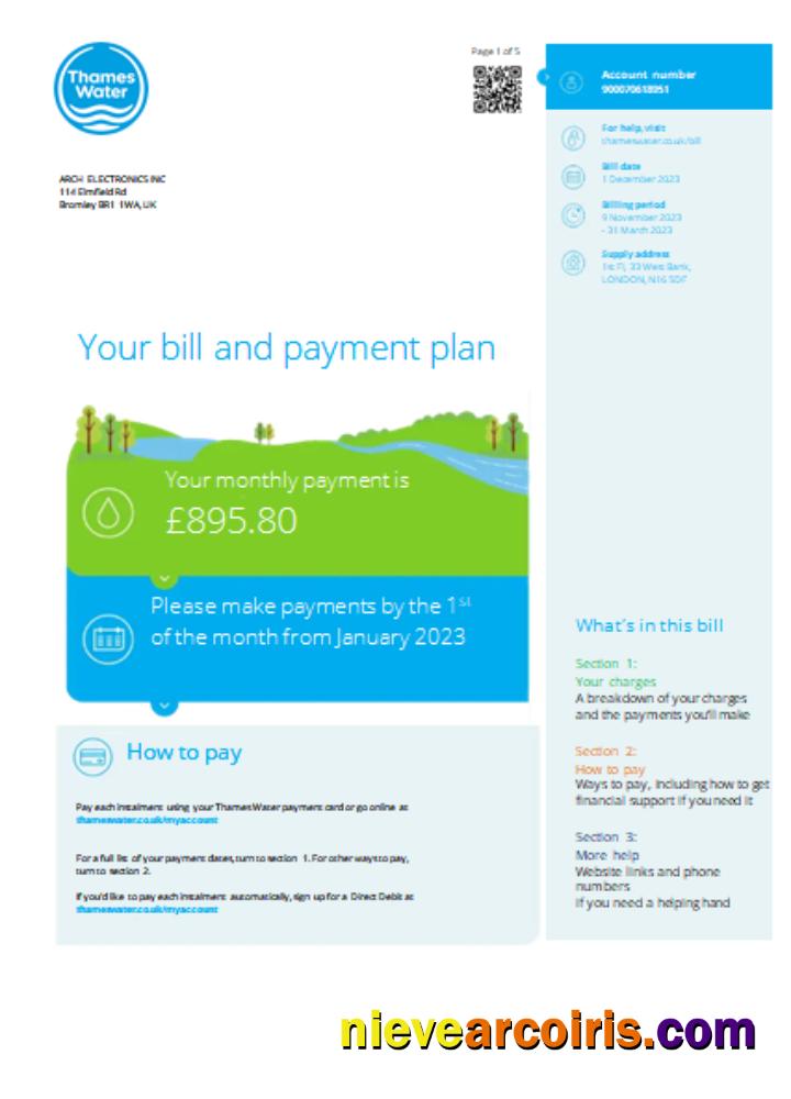 Thames Water Utility Business Bill SCR Template