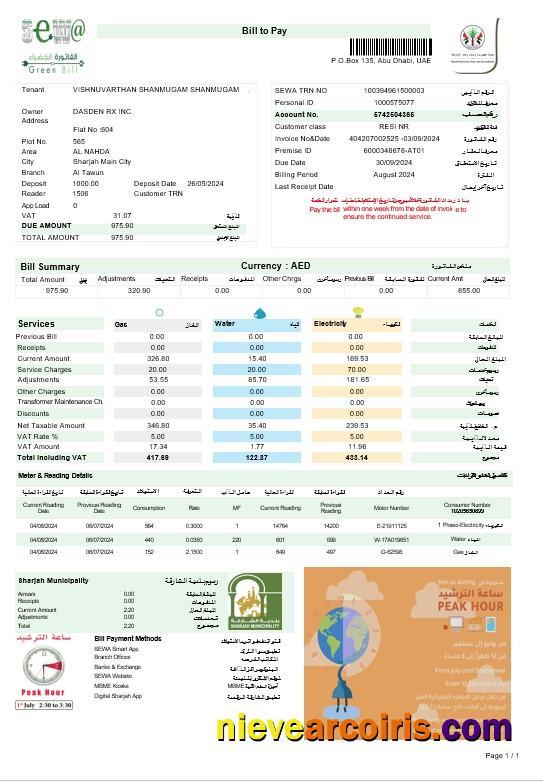 Premium UAE ABU DHABI DISTRIBUTION CO. Business Utility Bill Word And PDF Template