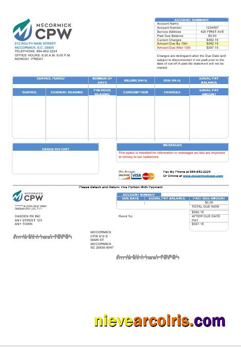 Premium USA CPW Business Utility Bill Template In Word And PDF Formats