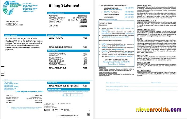 Realistic USA CRWWD Business Utility Bill Word And PDF Template