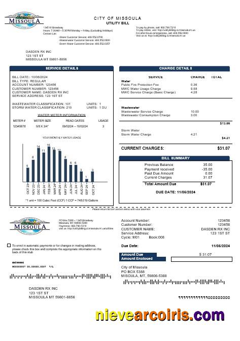 Premium USA City Of Missoula Business Utility Bill Template In Word And PDF Formats