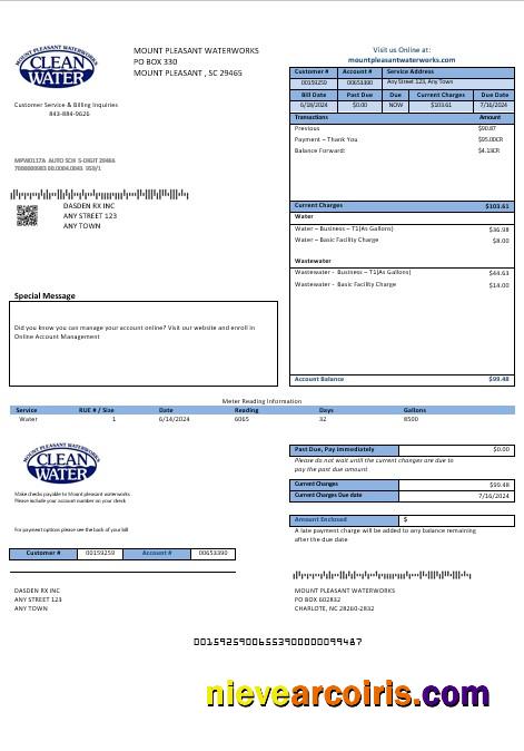 Professional USA Clean Water Business Utility Bill Template In Word And PDF Formats