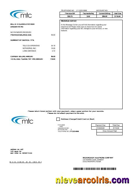 Premium USA Illinois MTC Business Utility Bill Template In Word And PDF Formats