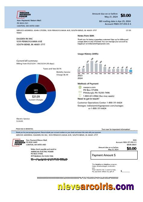 Editable USA Indiana Electricity Business Utility Bill Template In Word And PDF Formats