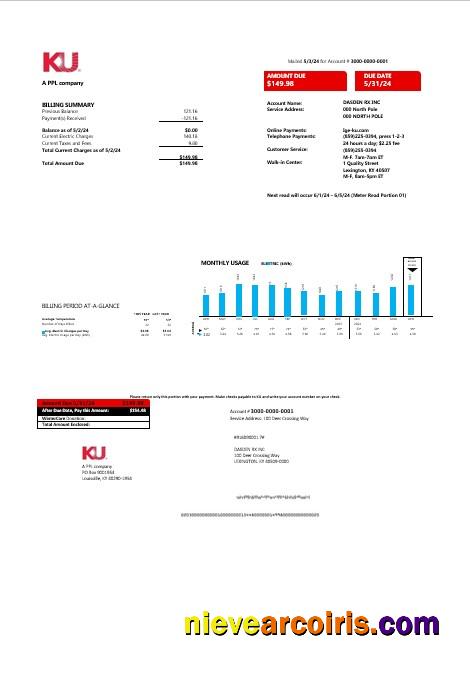 Premium USA Kentucky Electricity Business Utility Bill Template In Word And PDF Format