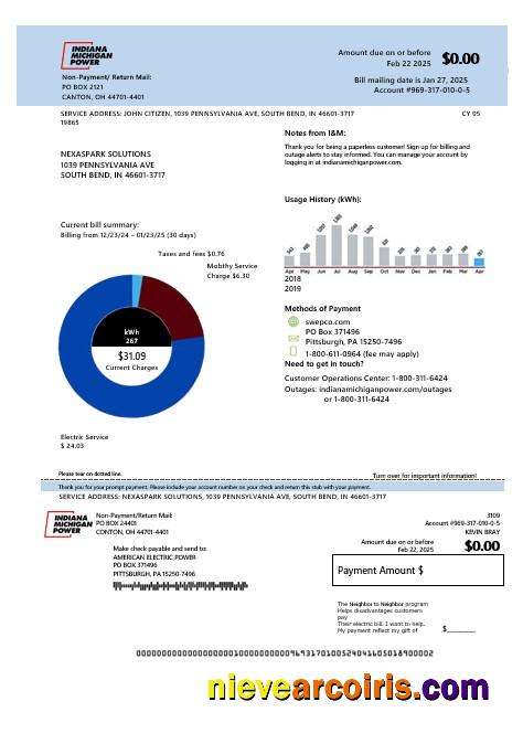Realistic USA Michigan Electricity Business Utility Bill Template In Word And PDF Formats