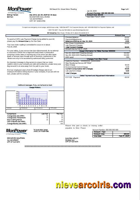 Premium USA Mon Power Business Utility Bill Template In Word And PDF Formats