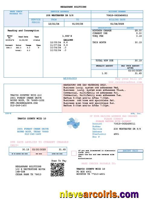 Realistic USA Texas Dasor Management And Investment Business Utility Bill Template In Word Nd PDF Formats
