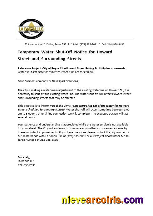 Realistic USA Texas La Banda Business Utility Bill Water Shut Off Notice, Word And PDF Template