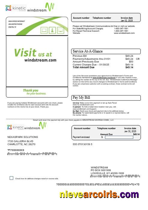 Professional USA Windstream Holdings, Inc. Business Utility Bill Template In Word And PDF Formats