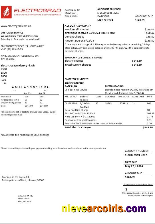 Premium Ukraine Elektrograd Electricity Business Utility Bill Template In Word And PDF Formats