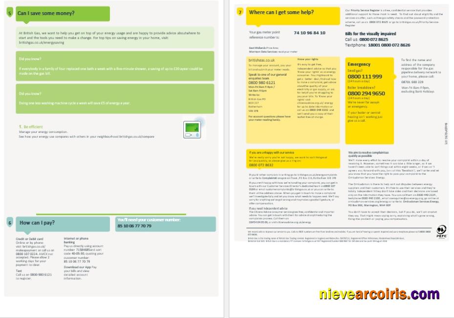 Editable United Kingdom British Gas Business Utility Bill, Word And PDF Template, 4 Pages 3 4