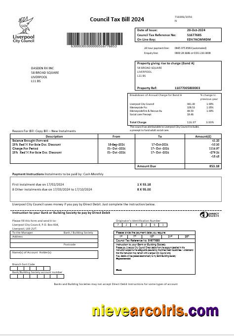 Realistic United Kingdom Liverpool City Council Taxbusiness Utility Bill Template In Word Formats