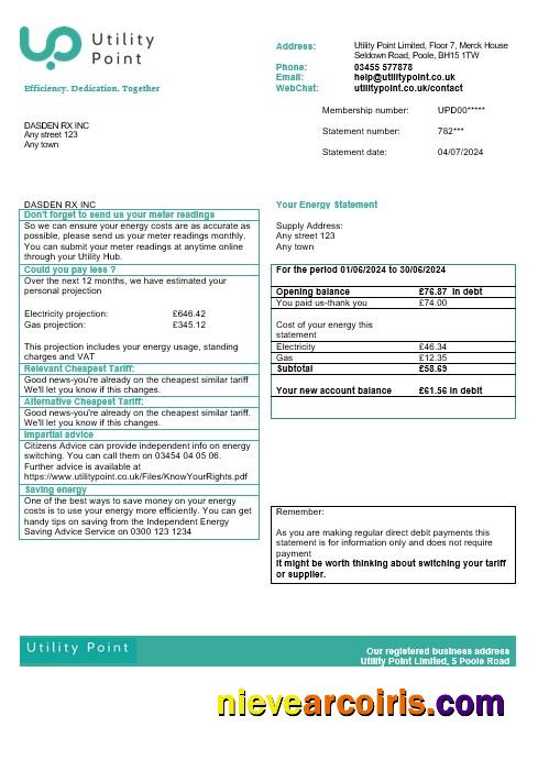 Realistic United Kingdom Utility Point Business Utility Bill Template In Word And PDF Formats