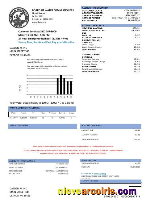 United States Board Of Water Commissioners Water Business Utility Bill In Word And PDF Formats Template