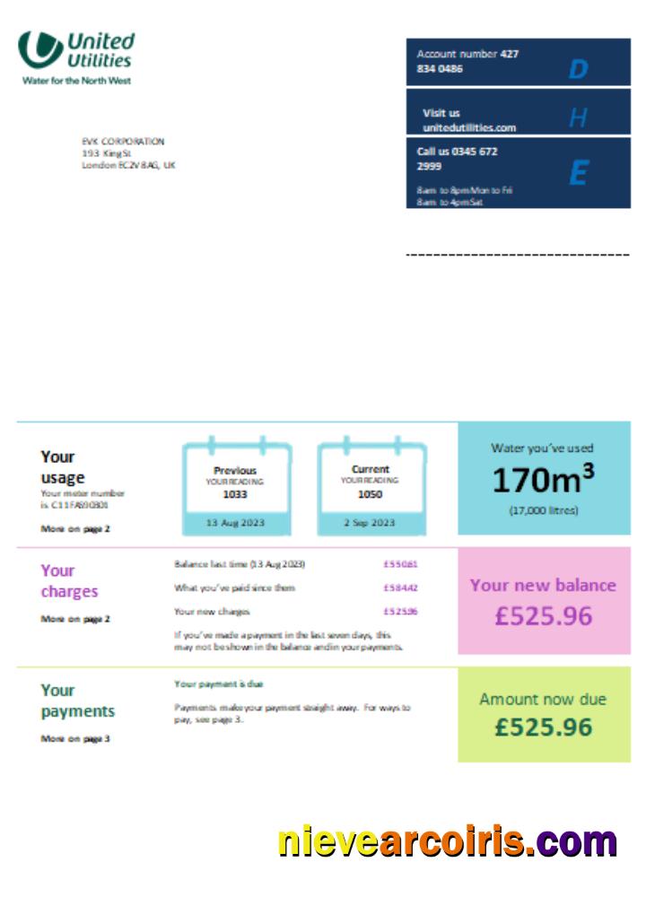 United Utilities Utility Business Bill, SCR Template