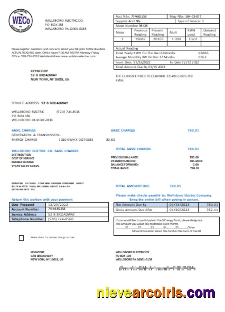 Wellsboro Electric Co Utility Business Bill, SCR Preview