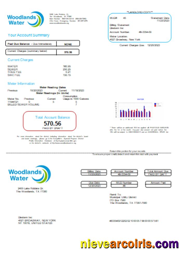 Woodlands Water Utility Business Bill, SCR Preview