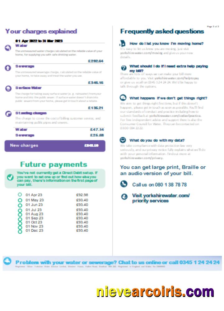 Yorkshire Water Utility Business Bill, Page 2 SCR Preview