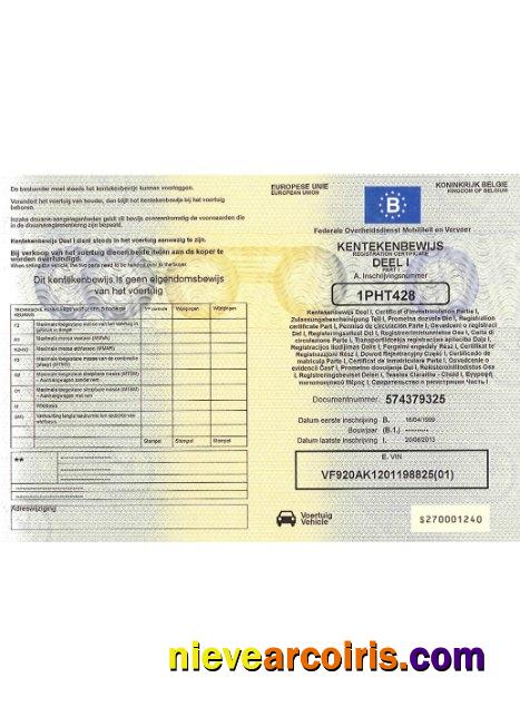 Belgium Vehicle Registration Certificate Version 2 Photolook