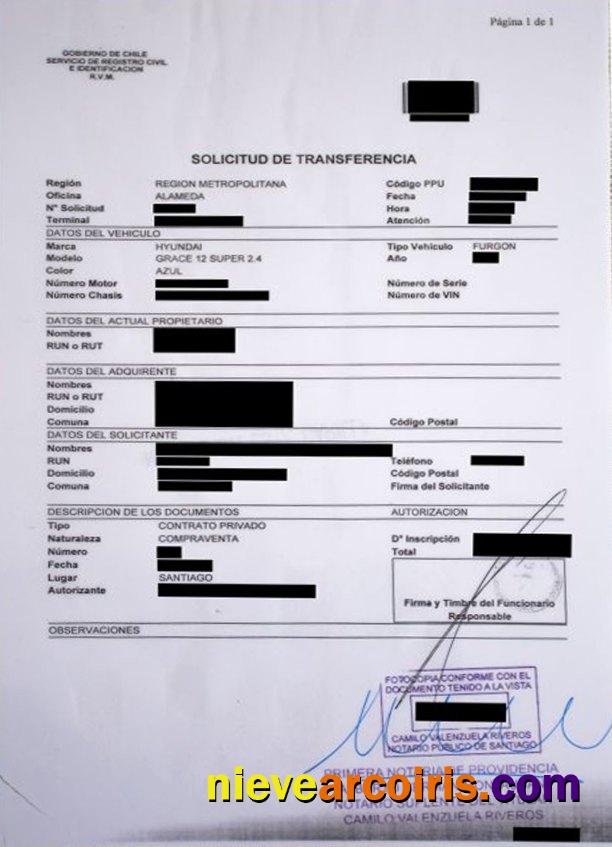 Chile Vehicle Registration Certificate Photolook