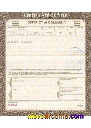 Columbia Vehicle Registration Certificate Photolook