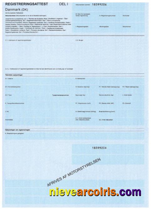 Denmark Vehicle Registration Certificate Photolook