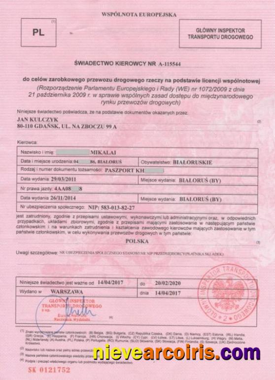 Poland Drivers Certificate Preview