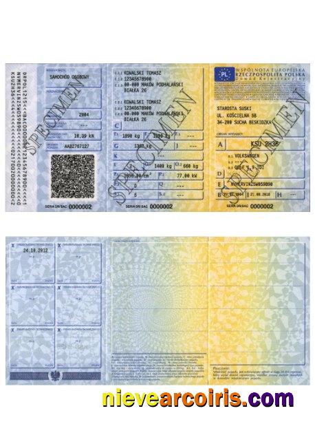 Poland Vehicle Registration Certificate Photolook