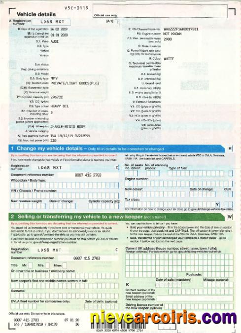 United Kingdom Driver,vehicle Registration Certificate2 Preview