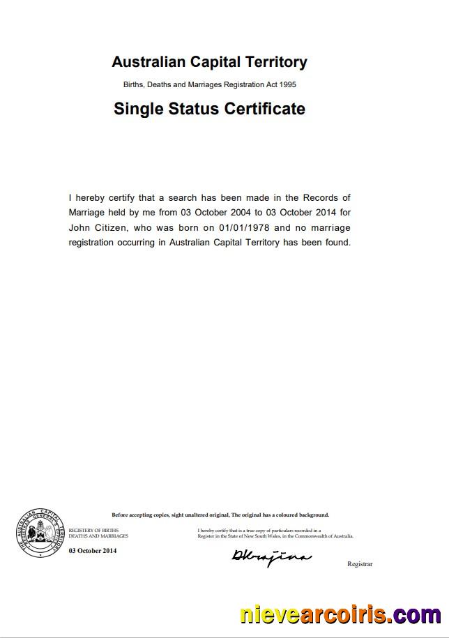 Realistic Australia Australian Capital Territory Divorce Certificate Template In Word